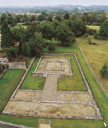 The Romano-Celtic temple at Caerwent Roman town (about AD330) ©Cadw, Welsh Assembly Government (Crown Copyright)